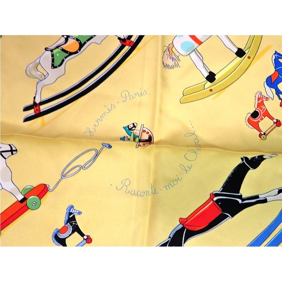 Hermes Yellow Rocking Horse Toy Scarf - Picture 8 of 11